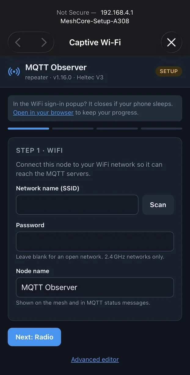 The web configuration home page